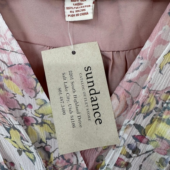 Sundance Dress Womens 10 Pink Floral Silk Wrap Midi Long Sleeve Spring Garden - Picture 5 of 9